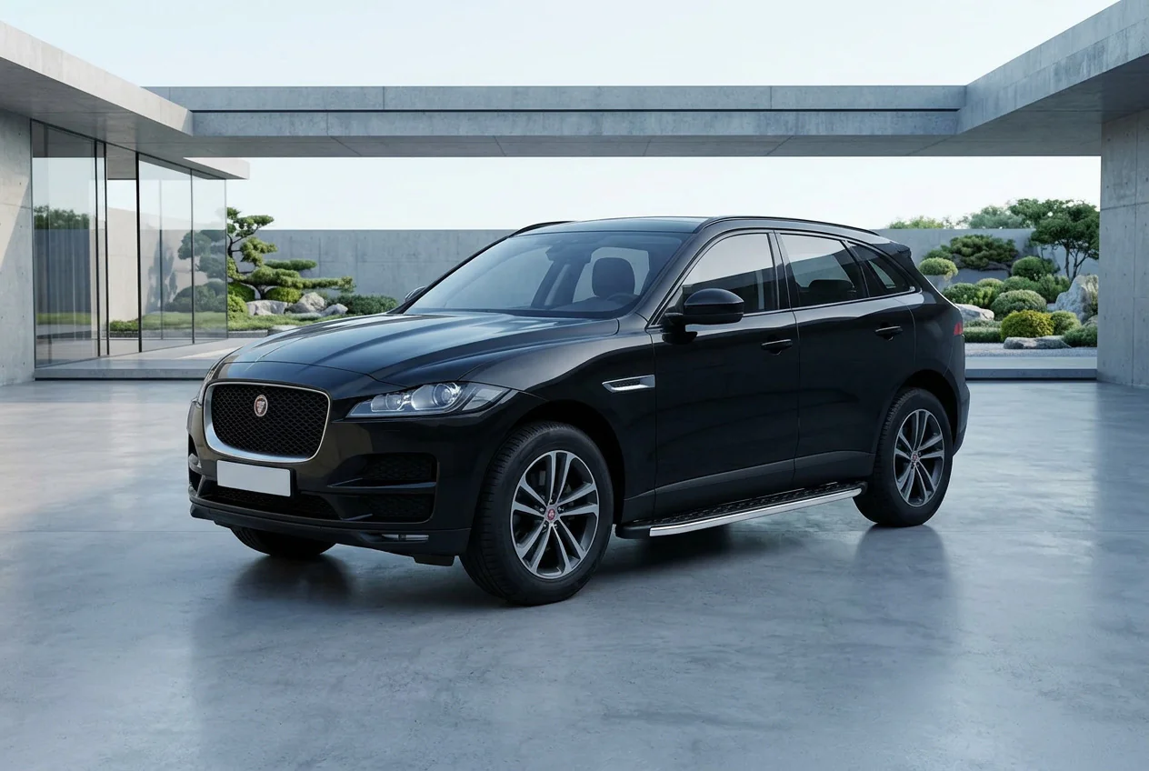 Omsa Line Jaguar F-PACE 2016- рр. Бокові пороги BlackLine (2 шт., Алюміній) для Jaguar F-Pace 2016–2026 Кузов та оптика