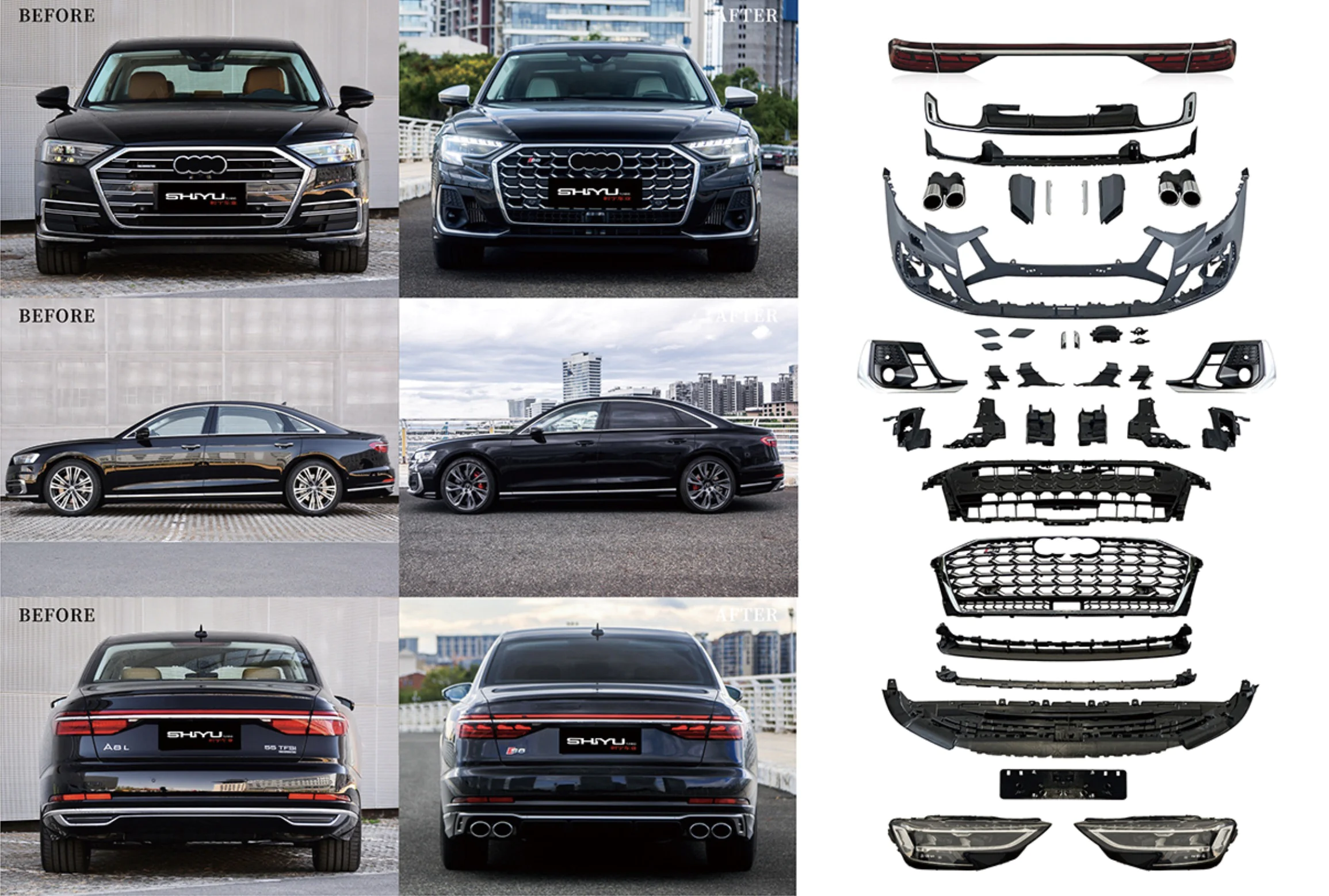 Інший Audi A8 2018- рр. Комплект рестайлінгу з заміною фар (На S8 2025) для Audi A8 2014–2018 Кузов та оптика