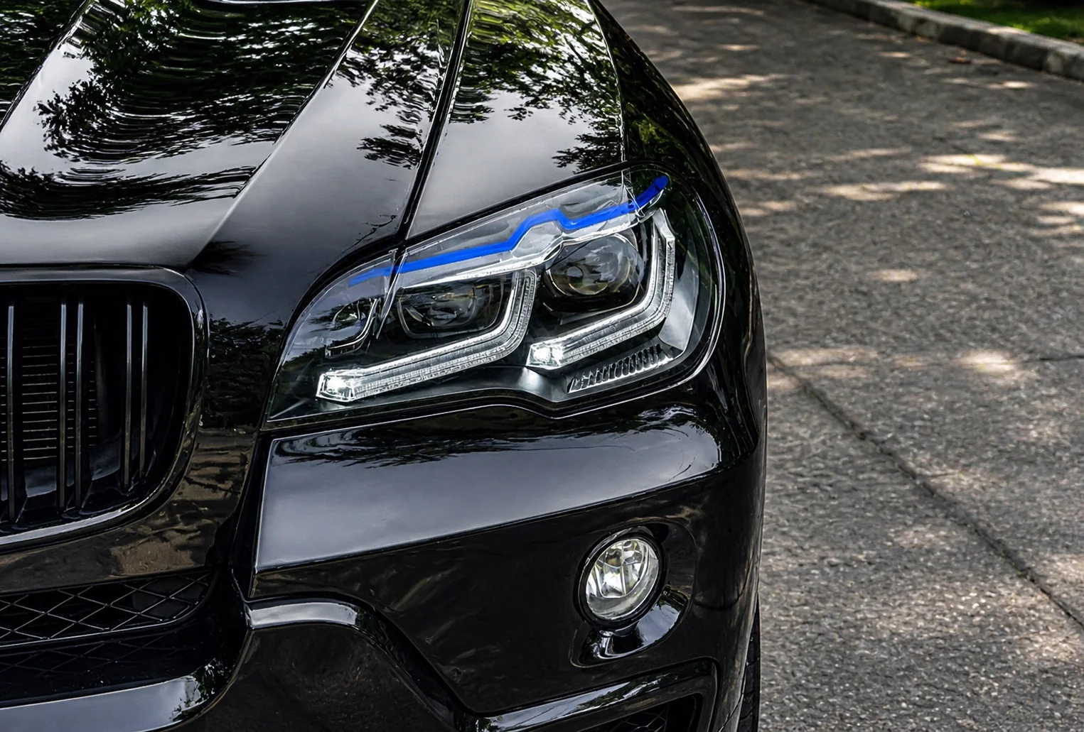 GBT BMW X5 E70 2007-2013 рр. Передні фари з LED підсвіткою (2 шт, темні) для BMW X5 2013–2018 Кузов та оптика