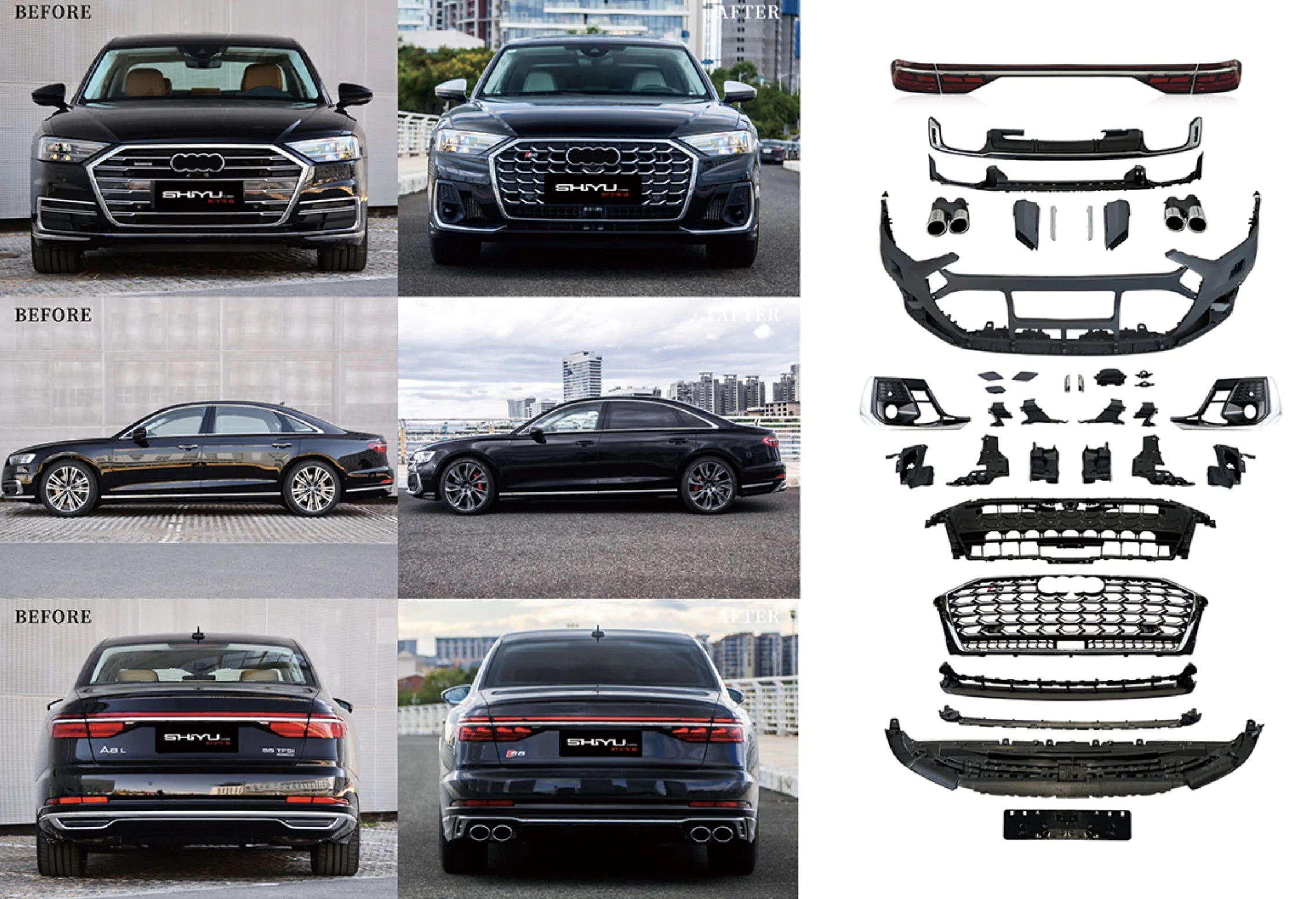 Інший Audi A8 2018- рр. Комплект рестайлінгу без заміни фар (На S8 2025) для Audi A8 2014–2018 Кузов та оптика